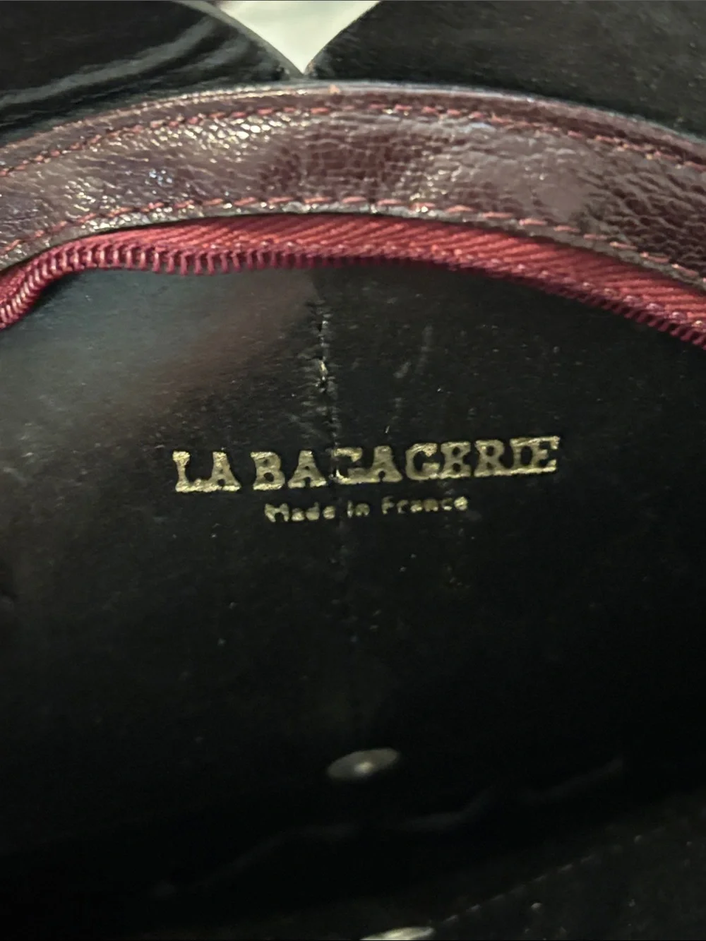 Vintage leather red sunburst bag